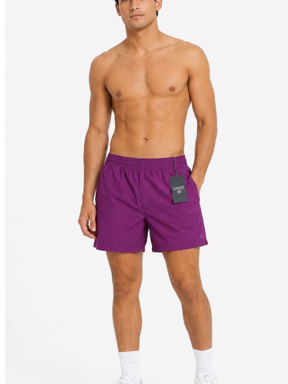 VRST Men’s Purple Swim Trunks with Elastic Waist